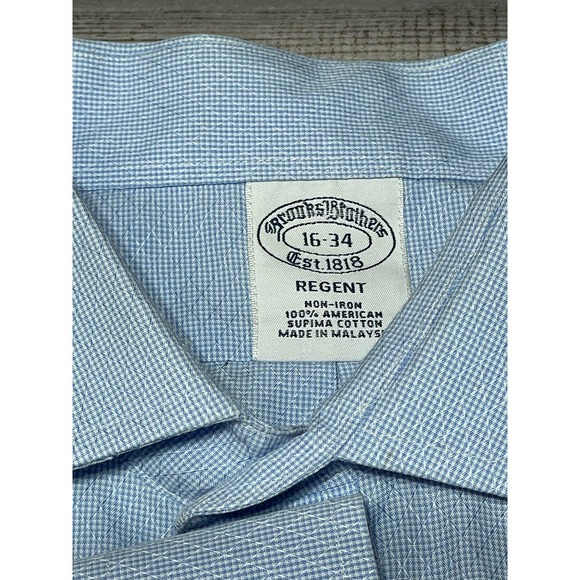 Brooks Brothers Dress Shirt Blue Pattern Size 16-34 - Picture 4 of 5